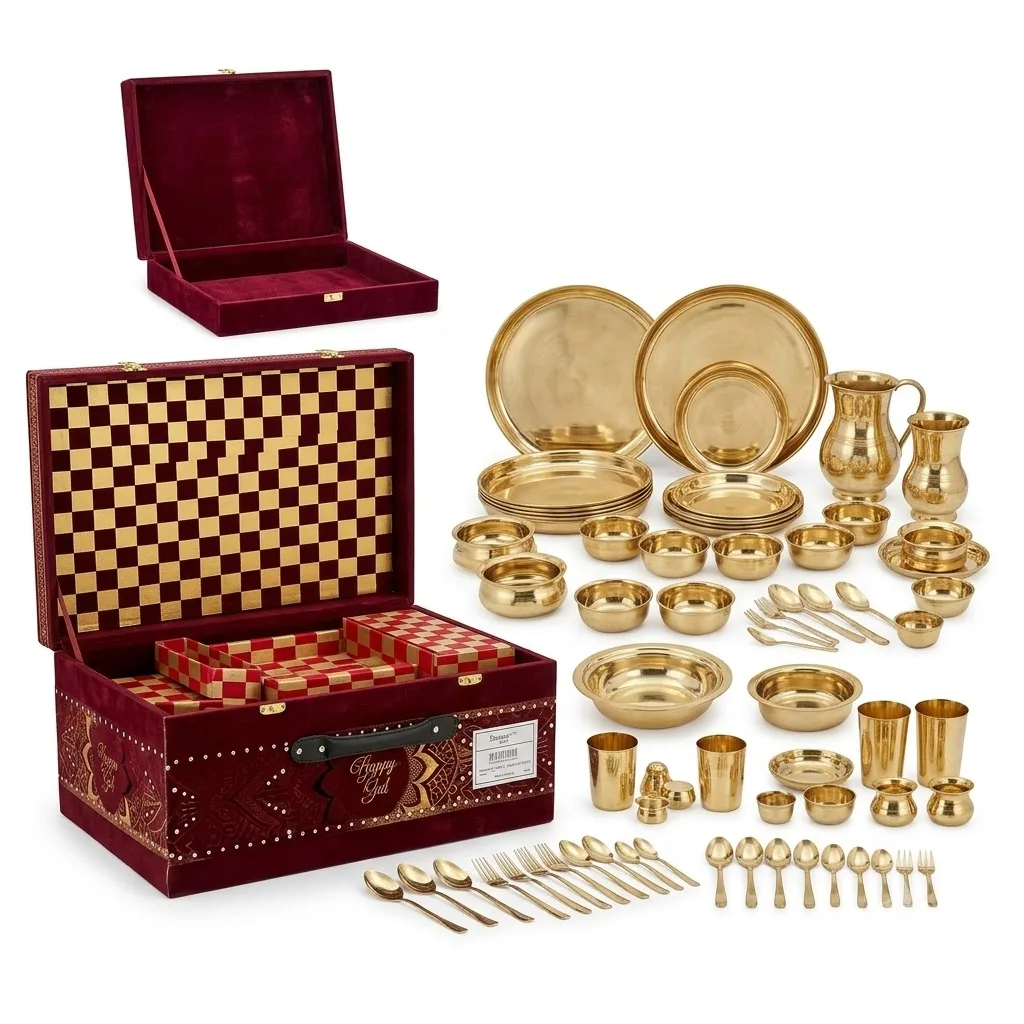 Expo Premium Pure Brass 63 Pcs Dinner Set