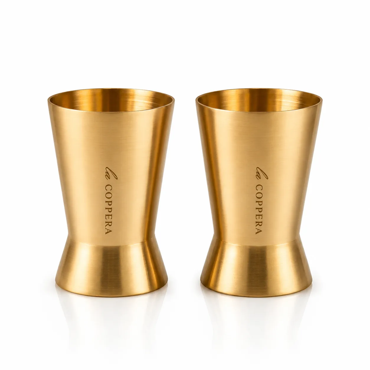 La Coppera Brass Royal Glass Set of 2 | Premium Pure Brass Drinking Glasses