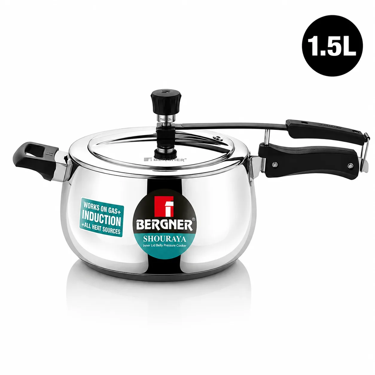 Shouraya TriPly Stainless Steel Inner Lid Belly Pressure Cooker | 1.5L