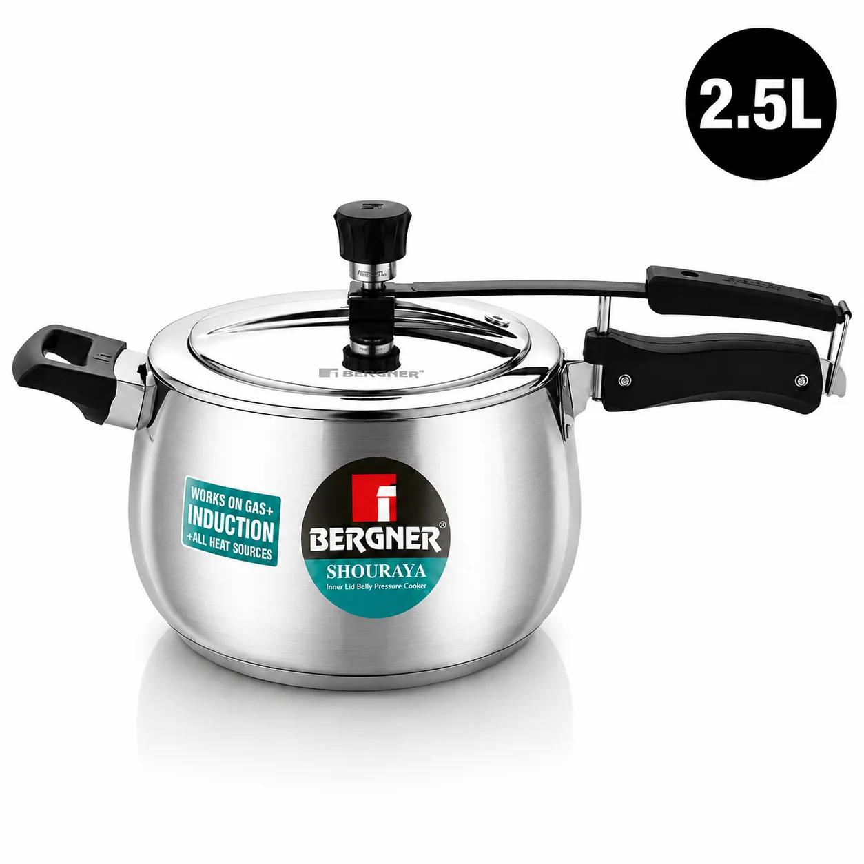 Shouraya TriPly Stainless Steel Inner Lid Belly Pressure Cooker | 2.5 L