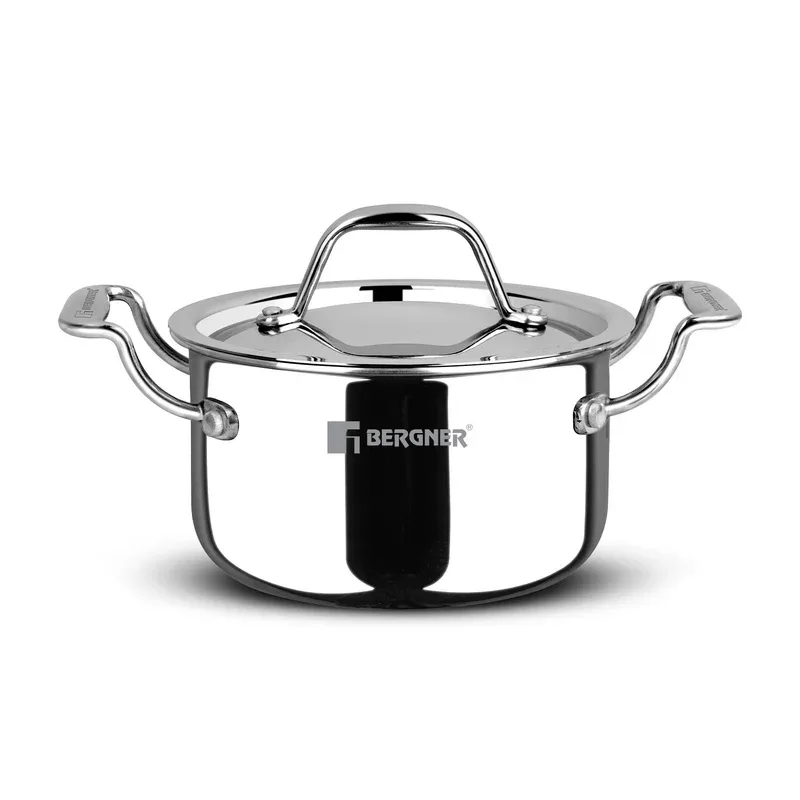 BERGNER Argent Triply Stainless Steel Casserole with Stainless Steel Lid