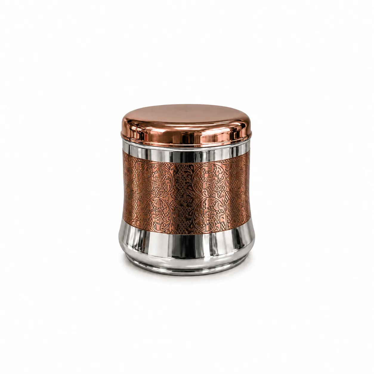 Mirror ornate rose gold dabba