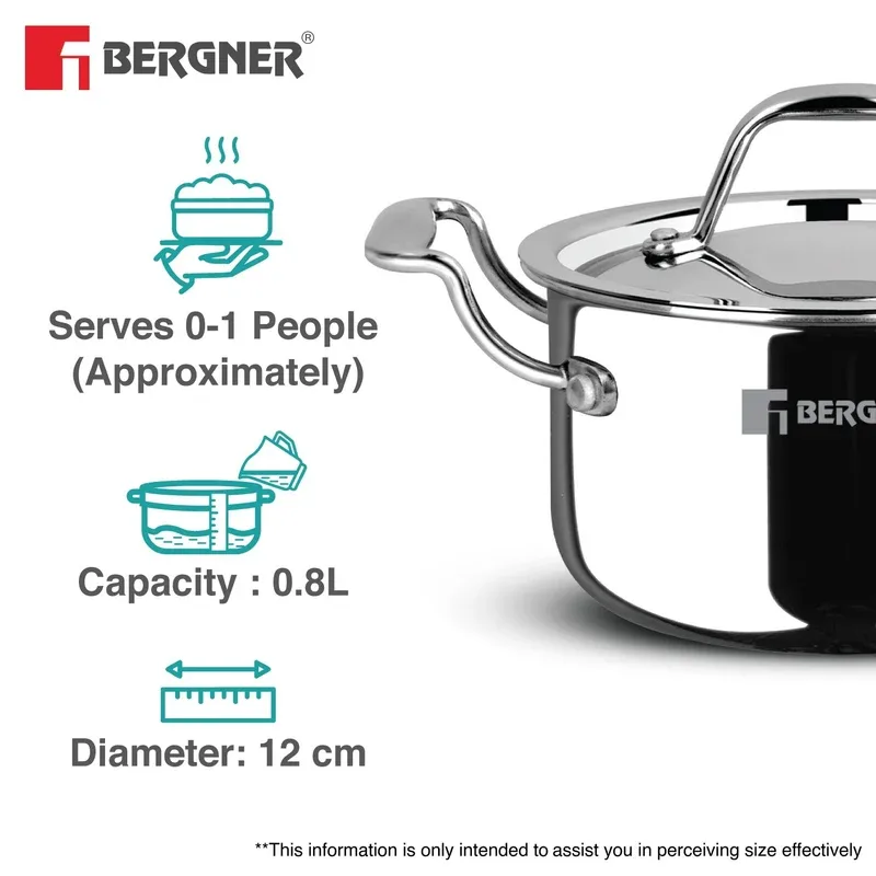 BERGNER Argent Triply Stainless Steel Casserole with Stainless Steel Lid — image 3