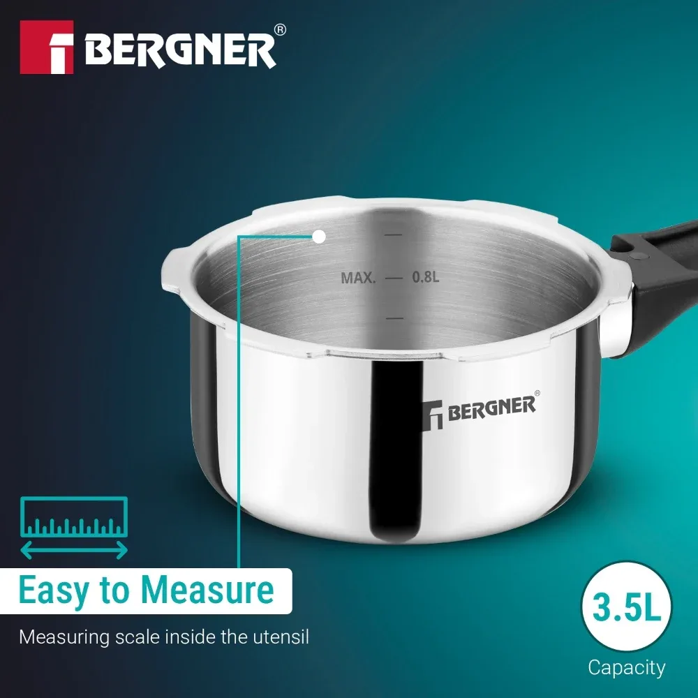 Bergner Argent Classic Triply Pressure Cooker Stainless Steel Outer Lid Cooker — image 4
