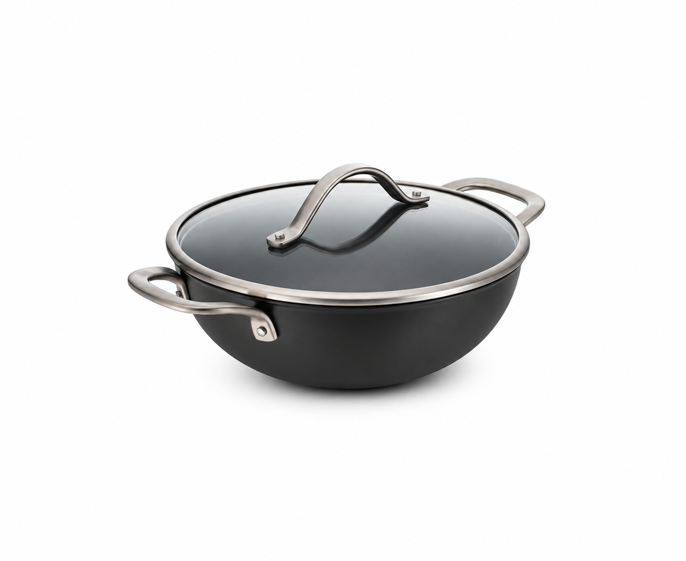 Tramontina heritage kadai with glass lid | Black