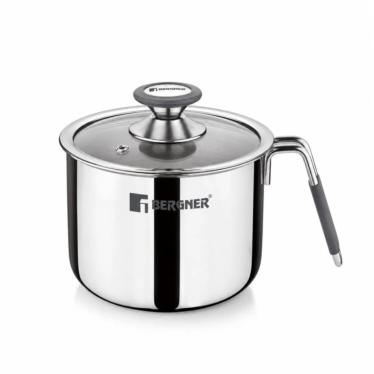 Bergner Argent Triply Stainless Steel Milk Boiler with Glass Lid