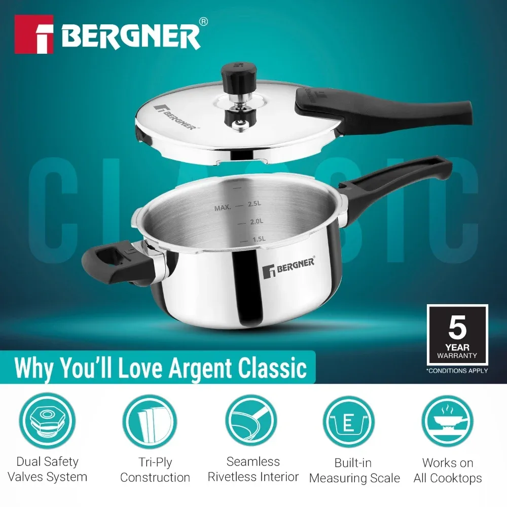Bergner Argent Classic Triply Pressure Pan — image 5