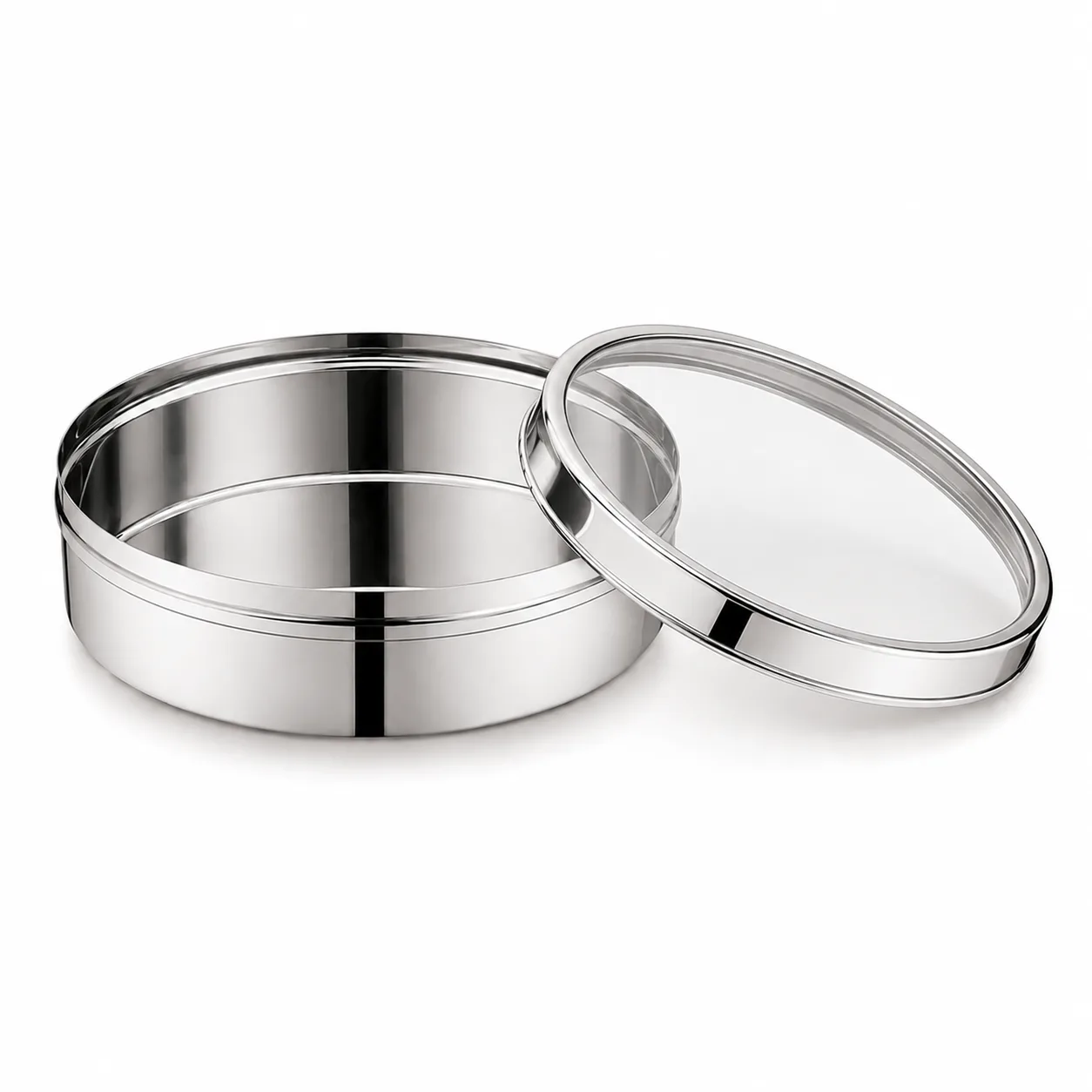 Mukti Stainless Steel Food Containers | Aahar Dabba glass lid