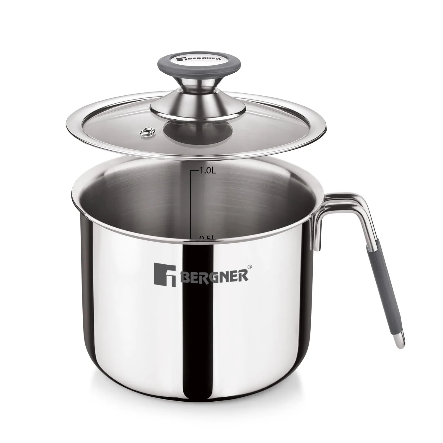 Bergner Argent Triply Stainless Steel Milk Boiler with Glass Lid — image 2