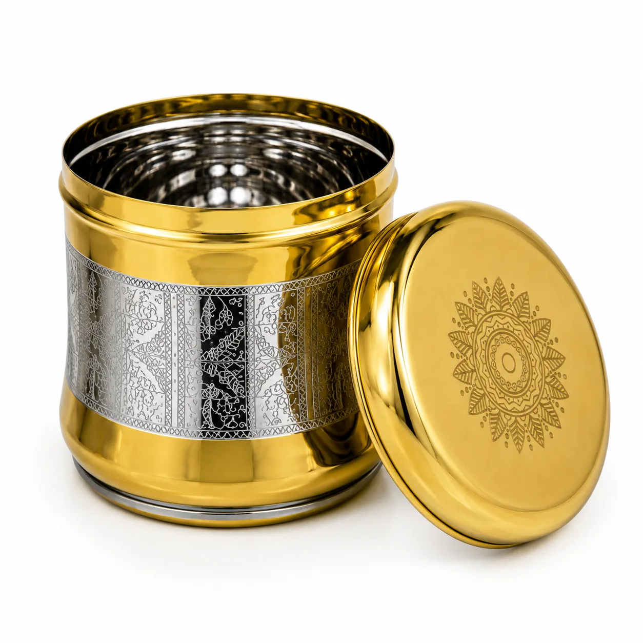 Mirror ornate gold dabba